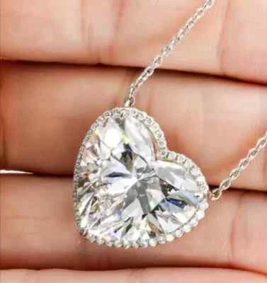 RARO Colgante solitario de diamantes tratados blancos certificados de 10,00 quilates en plata 925 Foto 1 de 4