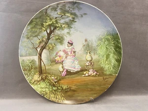 GRAND PLAT MURAL DÉCORATIF PEINT FAÏENCE MONTEREAU MANUFACTURE BARLUET &CIE 19e - Picture 1 of 8