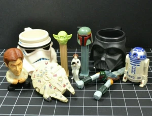 Star Wars MIXED LOT Applause Cups Pez Boba Fett Darth Vader Stormtrooper Leia - Picture 1 of 10