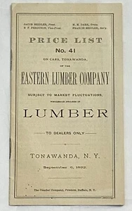1892 Eastern Lumber Co Dealers Price Booklet No 41, Tonawanda NY Shingles Siding - Picture 1 of 6