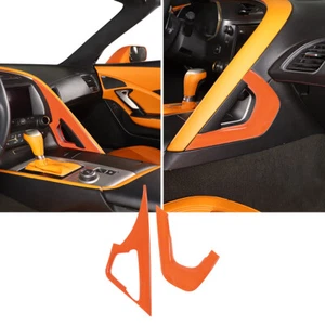 2 PIEZAS Cubierta de reposabrazos lateral con mango de consola central naranja para Corvette C7 2014-2019 - Imagen 1 de 7