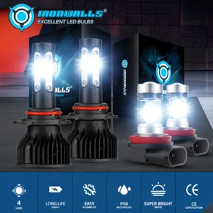 For Chrysler 300 2011-2015 4-sides 9012 H11 LED Headlight Hi/Low Fog Light 6000K - Picture 1 of 15