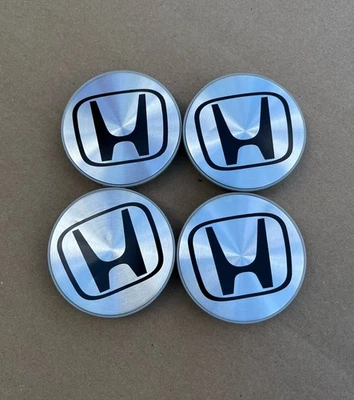 4x HONDA Set Of Metallic Wheel Center Caps 69MM - - Satisfaction Guaranteed - Image 1 of 4