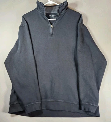Paul Fredrick 1/2 Zip Pullover Shirt Mens Large Black Peruvian Pima - Image 1 of 4