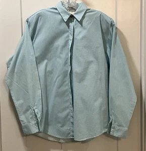 VTG Rocky Mountain Women's Long Sleeve Blue & White Striped Shirt Size Medium - Picture 1 of 14