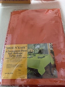 FREE N EASY ORNGE TISCHDECKE 60 X 84 BAUMWOLLE/POLYESTER VINTAGE - Bild 1 von 3