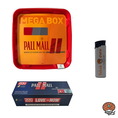 Pall Mall Allround Tabak Mega Box 120g, 200 Extra Filterhülsen, Feuerzeug - Bild 1 von 4