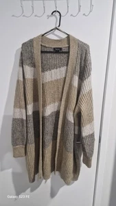 Women's BeMeChunky Knit Grey Beige Neutral Colour Open Front Cardigan Size XL - Picture 1 of 13