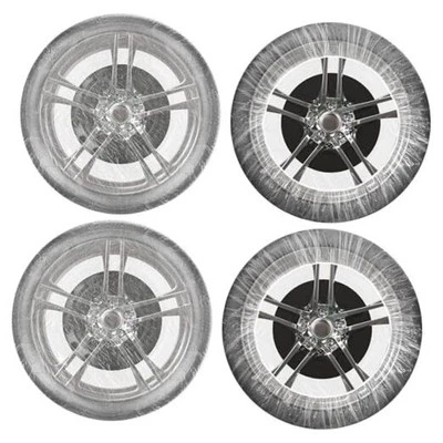 100 Pcs Disposable Car Tire Covers Plastic Waterproof Tire Wheel Protector for  - Image 1 of 4