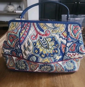 Vera Bradley Marina Paisley Griff Druckknopfverschluss harter Boden silberne Hardware  - Bild 1 von 19
