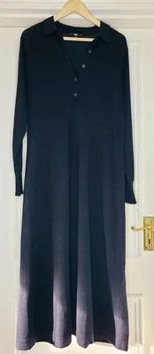 UNI QLO Black Long Maxi Dress with Buttons and Collar Size L - Image 1 of 4