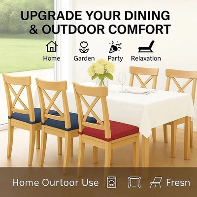 4Pcs Quilted Dining Garden Chair Seat Pads with Ties for Kitchen, Living Room - Image 1 of 4