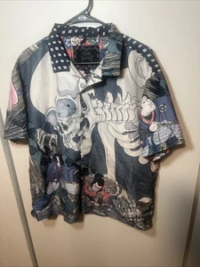 Rebel Vengeance All Over Print AOP Japanese Samurai Skull Shirt Gr. L - Bild 1 von 3