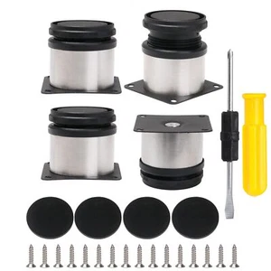 Furniture Cabinet Metal Legs Adjustable Stainless Steel Kitchen Feet Round Bl... - Picture 1 of 8