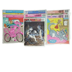 7 Puzzle Lot Frame Tray Vtg 1975-1995 Disney Whitman Golden Casper Tom Jerry - Picture 1 of 12