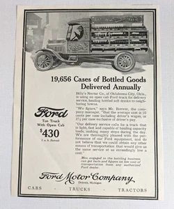 Anuncio impreso de camión Ford Motor Co cabina abierta B/N Hygeia Sippers Orange Crush de colección - Imagen 1 de 4