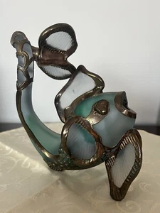 Anca Podaru Ama Romanian Copper Overlay Handcrafted Glass Fish Sculpture Statue - Picture 1 of 9