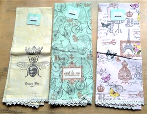 3 toallas de cocina estampadas París tema encaje ribete Buttercream Jo Ann Stores 2016 - Imagen 1 de 10