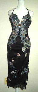Julian Joyce MANDALAY Dress Evening Cocktail Embellished Black Embroidered Beade - Picture 1 of 9