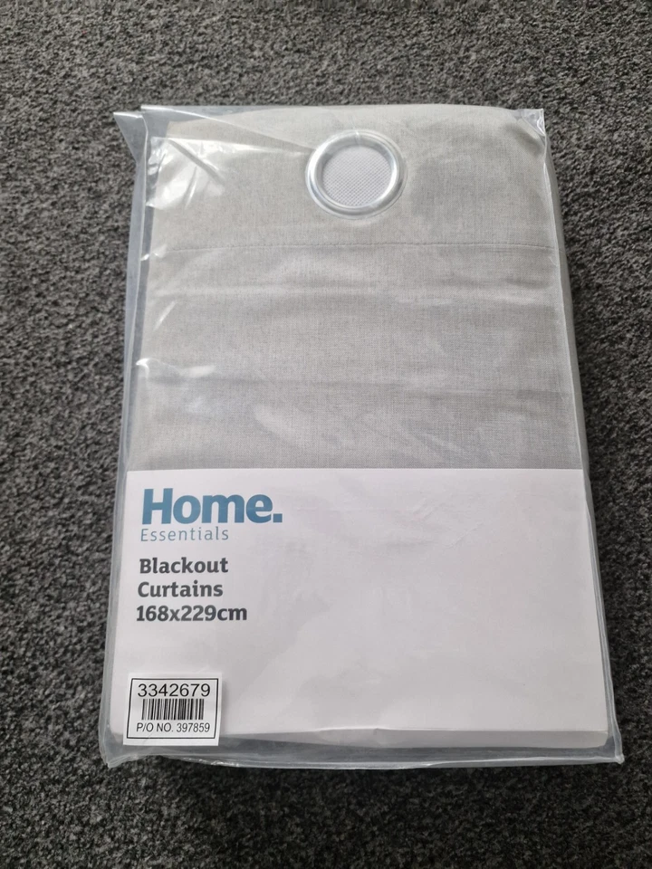Home Essentials Plain Blackout Eyelet Curtains Dove Grey 168x229cm (920) - Image 1 of 3