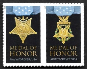WORLD WAR II MEDAL OF HONOR ARMY NAVY RECIPIENTS US FOREVER STAMP PAIR 4822-4823 - Picture 1 of 3