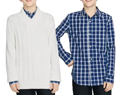 Conjunto de camisa suéter Gap Boys talla M 8 blanco/azul Foto 1 de 4