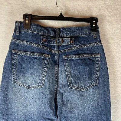 Pantalones de mezclilla para mujer Topshop azules pierna recta años 90 hebilla trasera lengüeta W28 X L30 nuevos con etiquetas 5389 Foto 1 de 4