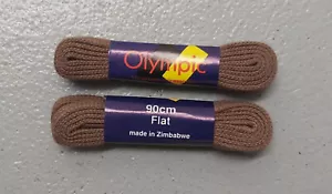 BROWN COTTON FLAT SHOE or BOOT LACES 90cm WW2 USA BRITISH ALLIED - PAIR NEW - Foto 1 di 1