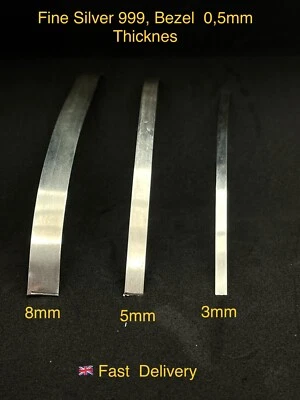 Fine Silver 999, Bezel 3mm, 5mm, 8mm Width, 0,5mm Thicknes - (Soft) - Image 1 of 2