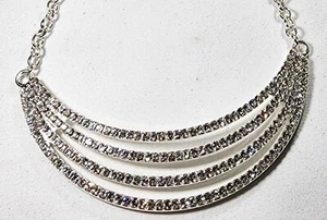 Silberne Halskette 4 Reihen Swarovski klarer Kristall - Bild 1 von 3