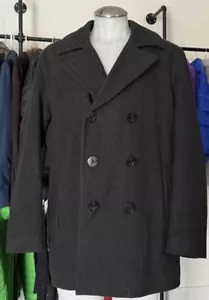 LANDS END US NAVY DARK GRAY WOOL PEACOAT / JACKET MEN SZ LG NWOT - Picture 1 of 6