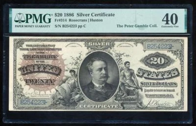 FR.314 1886 $20 SILVER CERTIFICATE "DIAMOND BACK" NOTE PMG40 XF - Image 1 of 2