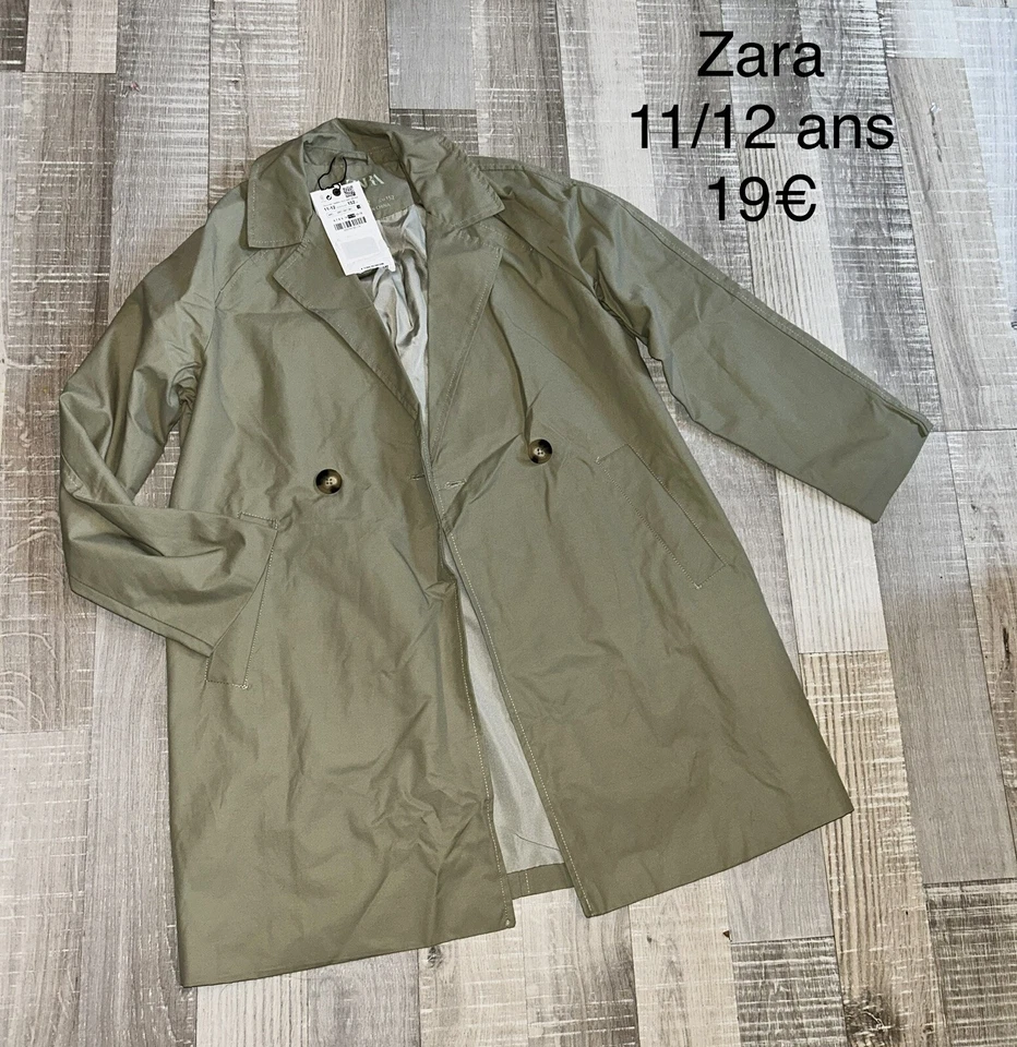 Zara 11/12 Ans Fille : VESTE Trench Imper deperlant Printemps Été  D’art Anis Ne - Photo 1/1