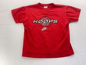 Nike Graphic T Shirt Basketball Big Graphic Youth Large 7 Vintage Red Hoop