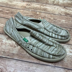 Sanuk Tan Striped Slip On Shoes Casual Loafers Size 8 EU 39 - Picture 1 of 11