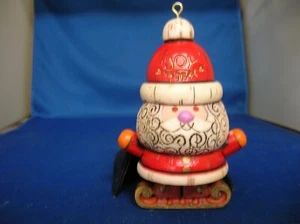 Vintage santa claus wood ornament free standing hand painted JOY on his hat 4" - Picture 1 of 6