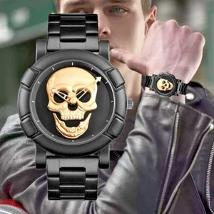 Orologio Uomo Impermeabile 3Bar Design Teschio Acciaio Inox Quarzo Uomo Orologio da Polso - Foto 1 di 7