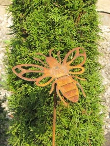 Edelrost Gartenstecker Biene Issa Rankstab Rost Gartendeko Deko Garten Metall - Bild 1 von 4