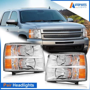 Headlights Assembly Pair For 2007-2014 Chevrolet Chevy Silverado 1500 2500HD - Picture 1 of 10