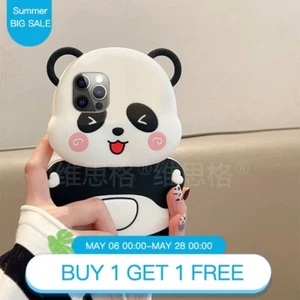 4 iPhone15 14 13 12 11 Pro Max Cute Panda Phone Case Silicone Fun Creative - Picture 1 of 6