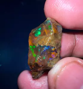 28 ct Natural Black Welo Ethiopian Opal Rough – Mesmerizing Multi-Color Play - Picture 1 of 4
