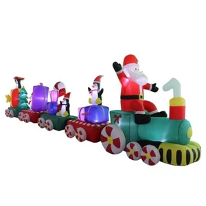 Christmas SANTA SNOWMAN PENGUIN GIFTS TRAIN HUGE 20 FT Airblown Inflatable - Picture 1 of 3