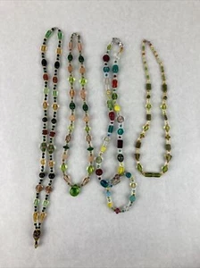 Lot 4 Glass Bead Handmade Necklaces and 1 Bracelet 10-14" - Picture 1 of 4