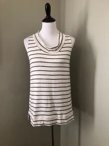 Nuevo con etiquetas Top Lou and Grey para mujer a rayas suaves crema/azul marino cuello de capucha sin mangas - XS - Imagen 1 de 8