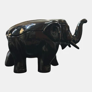 Black Depression Glass Elephant Jar Co-operative Flint Trinket Candy Dish 1920s - Picture 1 of 11