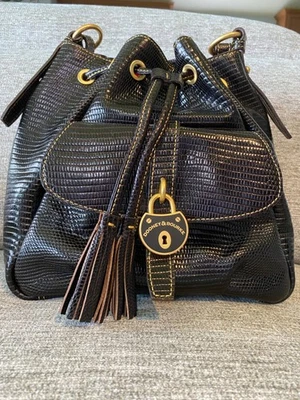 Bolso de Hombro Dooney & Bourke Lagarto Repujado Marrón T Moro Cordón Nuevo con Etiquetas $368 Foto 1 de 4