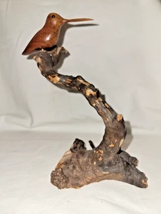 Vintage Hand Carved HUMMINGBIRD on a REAL BRANCH unsigned 8" tall - Bild 1 von 13