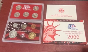2000 US Mint Silver Proof Set 50 State Quarters 10 piece set. US MINT box & COA - Picture 1 of 8