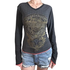 VTG Y2K Diesel Time Travellers Grunge Graphic L T-Shirt Indie Cybercore Archive - Picture 1 of 9