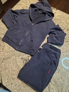 Polo Ralph Lauren Sweat Suit Top & Bottom Youth Large  14/16 Blue NAVY F52 - Picture 1 of 17